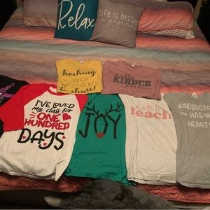 Set of women’s teacher shirts size small.